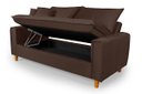 Ver imagem 3 de Sofa Living com Bau Multiuso 3 Lugares Suede Pes em Madeira: Marrom
