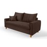 Sofa Living com Bau Multiuso 3 Lugares Suede Pes em Madeira: Marrom - 1