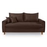 Sofa Living com Bau Multiuso 3 Lugares Suede Pes em Madeira: Marrom - 4