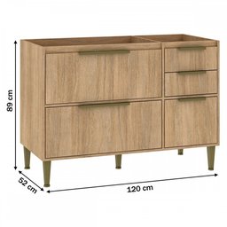 Balcão de Cozinha 2 Portas 3 Gavetas Carvalho Bp740 - Fellicci - 3