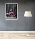 Ver imagem 2 de Quadro Decorativo Londres Bonde Rosa - 70x50cm:moldura Preta
