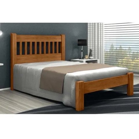 Cama Casal Madeira Maciça Estrado Reforçado Pérola Imbuia