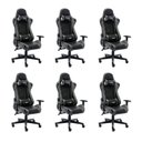 Ver imagem 1 de Kit 6 Cadeiras Gamer Giratória em Couro One Shot Preto/Cinza