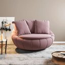 Ver imagem 1 de Poltrona Sala de Estar Decorativa Giratória com Almofadas Afrodite Veludo Rosê G45 - Gran Belo