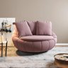 Poltrona Sala de Estar Decorativa Giratória com Almofadas Afrodite Veludo Rosê G45 - Gran Belo - 1