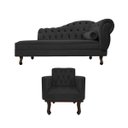 Ver imagem 2 de Kit Diva Recamier Diana 160cm Lado Esquerdo e 01 Poltrona Classic Linho Cinza Escuro - ADJ Decor