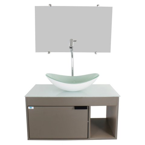 Gabinete Armário Banheiro 60cm Cuba Oval Branca