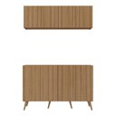 Ver imagem 5 de Kit Armário de Cozinha Aéreo e Balcão 4 Portas Retrô Multimóveis Mp2170 Rustic/natural