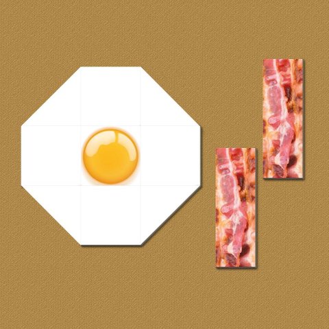 Ovo com Bacon - Quadros ou Placas Modulares com 11 Peças