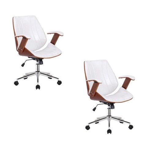 Kit 2 Cadeiras Escritório Diretor Giratória Corino Kopenhagen Branco