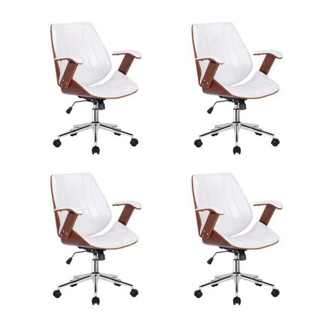 Kit 4 Cadeiras Escritório Diretor Giratória Corino Kopenhagen Branco