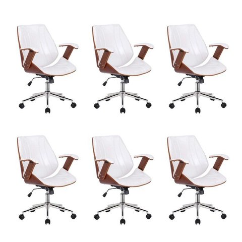 Kit 6 Cadeiras Escritório Diretor Giratória Corino Kopenhagen Branco