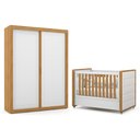 Ver imagem 1 de Jogo de Quarto Infantil Tutto New Guarda Roupa 2 Portas e Berço Branco Soft/freijó com Capiton