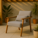 Ver imagem 1 de Poltrona Aurora Linho com Almofada Estofada Decorativa Recepção de Escritório Confortável:cinza