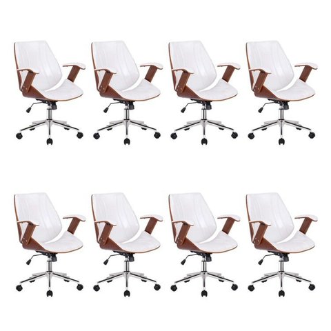 Kit 8 Cadeiras Escritório Diretor Giratória Corino Kopenhagen Branco