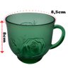 Jogo com 6 Xícaras de Vidro Verde sem Pires Design Rosa 260ml - 2