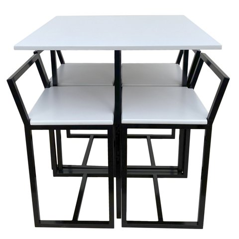 Mesa Jantar Prime Compacta de Madeira 4 Cadeiras Branca BF Decor