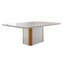 Ver imagem 5 de Sala Jantar Mesa Pietá Tampo c/ Vidro Curvo 120cm+4 Cadeiras Dakota Madeira Naturale/Off White -
