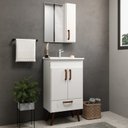 Ver imagem 1 de Conjunto para Banheiro 3 Peças 1 Gabinete com Lavatório 1 Armário com Espelho Málaga