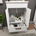 Ver imagem 2 de Conjunto para Banheiro 3 Peças 1 Gabinete com Lavatório 1 Armário com Espelho Málaga Branco