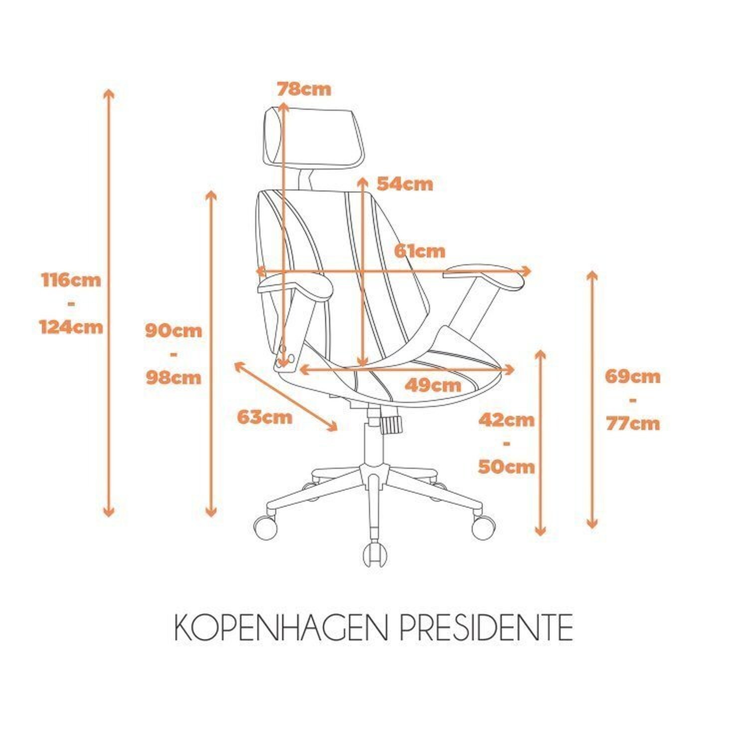 Kit 10 Cadeiras Escritório Presidente Giratória Kopenhagen Apoia Cabeça - 4