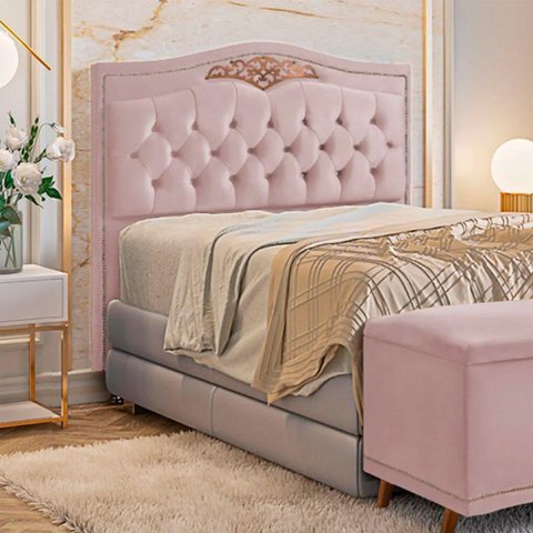 Cabeceira Cama Box Casal 140 Cm Estofada Luxor Rose Holanda Plus Speciale Home