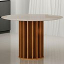 Ver imagem 2 de Mesa de Jantar Flora Off White Cinamomo Base em Madeira 1,08 M Leifer Móveis