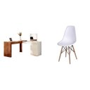 Ver imagem 2 de Conjunto Escritório 2 Peças Escrivaninha Penteadeira Star e Cadeira Eames Base de Madeira Yescasa Marrom/Freijó/Off White/Branco
