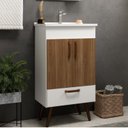 Ver imagem 6 de Conjunto para Banheiro com Gabinete com Pés, Lavatório e Espelheira Málaga