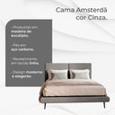 Ver imagem 2 de Cama Casal Amsterdã com Cabeceira Estofada Design Moderno Tecido Linho Cinza