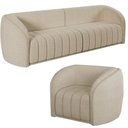 Ver imagem 1 de Sofá Decorativo 3 Lugares 252cm e Poltrona Meris M22 Bouclê Bege - Mpozenato