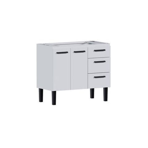 Gabinete de Cozinha em Aço 0,96m com Pés Elegante Resistente:branco