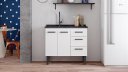 Ver imagem 3 de Gabinete de Cozinha em Aço 0,96m com Pés Elegante Resistente:branco