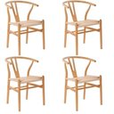 Ver imagem 1 de Kit com 4 Cadeiras para Sala de Jantar Wishbone Madeira Maciça Marrom/Clara
