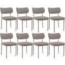 Ver imagem 1 de Kit 08 Cadeiras Estofadas para Sala de Jantar Melina Base Arena L02 Bouclê Bege - Lyam Decor