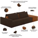 Ver imagem 4 de Sofá Ilha Modular para Sala 232cm com Puff Dublin K01 Veludo Marrom Sintético Caramelo - Lyam