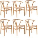 Ver imagem 1 de Kit com 6 Cadeiras para Sala de Jantar Wishbone Madeira Maciça Marrom/Clara