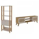 Ver imagem 2 de Sala de Estar Completa para TV Até 75 Polegadas Charlotte 3 Portas 4 Prateleiras Carvalho/Off White 