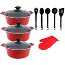 Ver imagem 1 de Jogo Panelas Vermelho Cerâmica com Talher Javali Aal 26a30cm