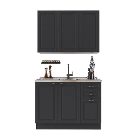 Cozinha Compacta Bariloche 6 Portas 2 Gavetas 100% MDF Chumbo - Indékes