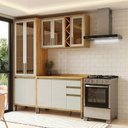 Ver imagem 1 de Cozinha Modulada Compacta 3 Peças 9 Portas e 3 Gavetas 100% MDF 190cm Barbados Espresso Móveis Bege/Amêndoa/Off White