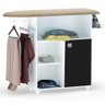 Multiuso Balcão Santos Tábua de Passar Roupa 1 Porta Branco/Preto - Bela Móveis - 1