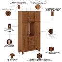 Ver imagem 4 de Guarda Roupa Solteiro Lorie F06 5 Portas Bater 3 Gavetas Madeira Maciça Castanho Lyam Decor