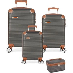 Conjunto com 3 Malas para Viagem + 1 Frasqueira PK Luxcell - Cor Grafite