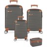 Conjunto com 3 Malas para Viagem + 1 Frasqueira PK Luxcell - Cor Grafite - 1
