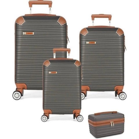 Conjunto com 3 Malas para Viagem + 1 Frasqueira Pk Luxcell - Cor Grafite