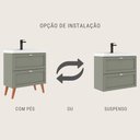 Ver imagem 2 de Gabinete para Banheiro com Cuba e Espelho 80cm Retro Mdf Verde Milano - On Móveis