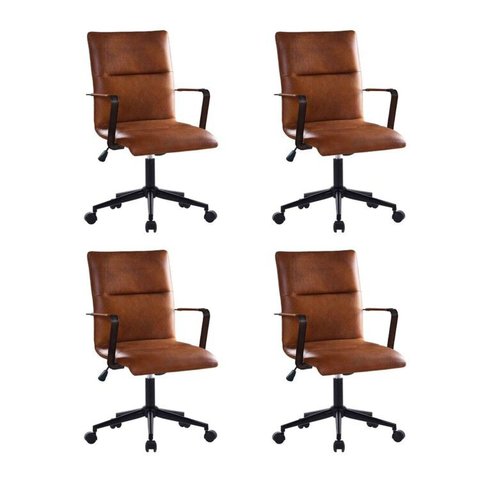 Kit 4 Cadeiras Escritório Diretor Giratória em Couro com Relax Palermo Marrom/Caramelo