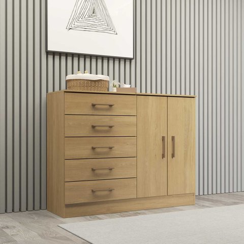 Cômoda 5 Gavetas 2 Portas 120cm Soft Soluzione Móveis