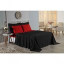 Ver imagem 4 de Jogo de Cama Casal Viúva Nobre 4 Peças Malha 100% Algodão - Preto / Vermelho